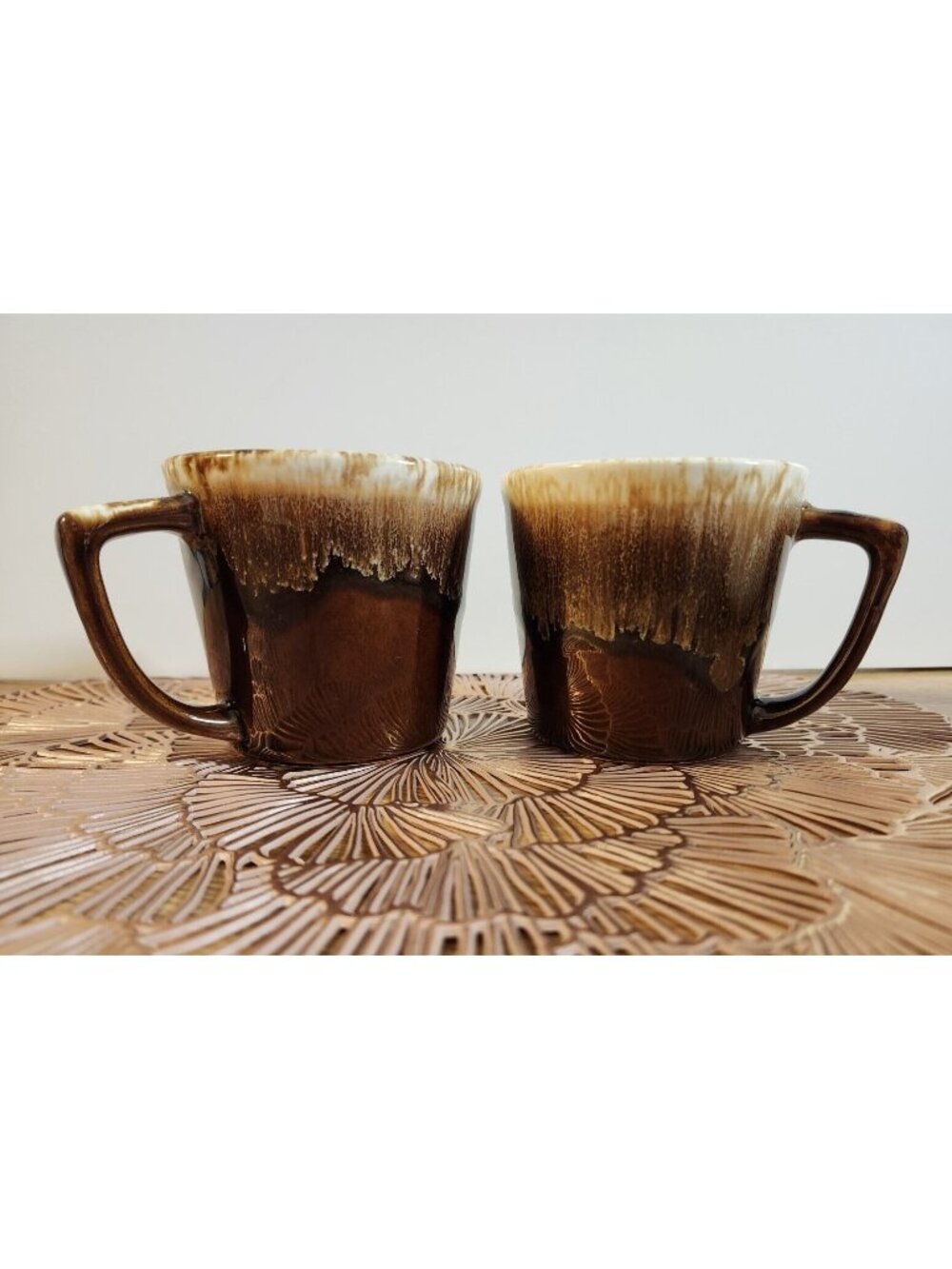 Drip Glaze Vintage Coffee Cup Mug Set Neutral Retro Pottery